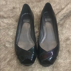 Stuart Weitzman Black Peep Toe Women's Shoes